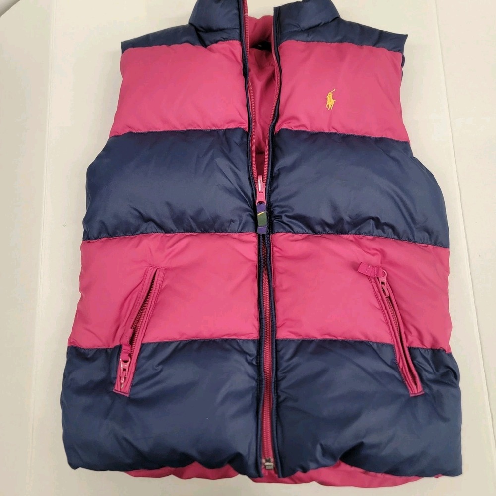 Polo Ralph Lauren Girls 12-14 Puffer Vest Down Feather Fill Reversable Crest
